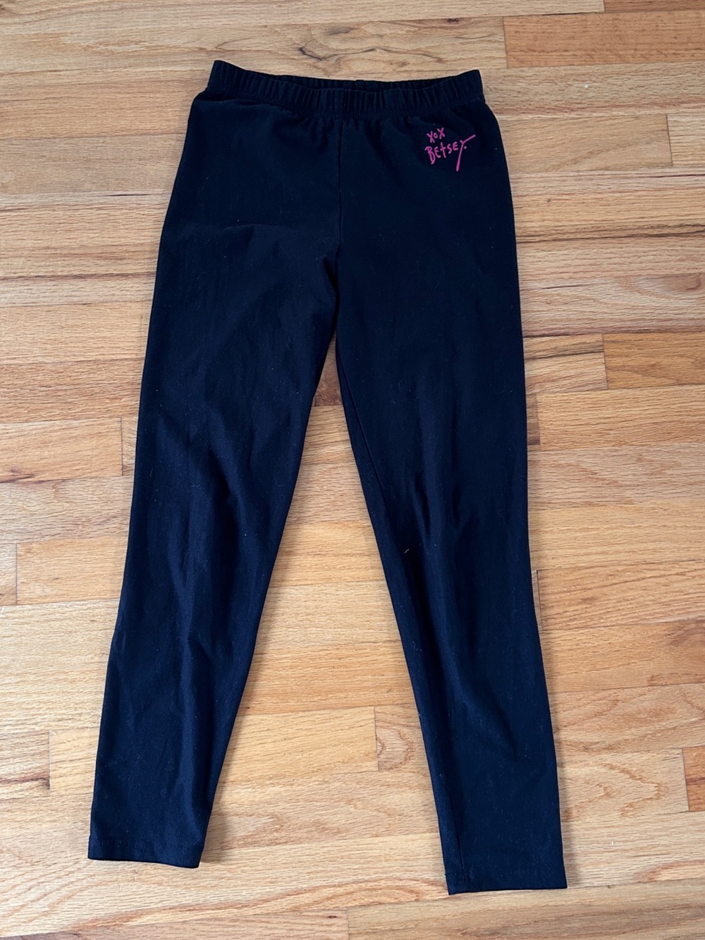 Betsey Johnson Girls' Black Leggings with Pink Logo
